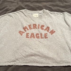 american eagle cropped oversized crewneck